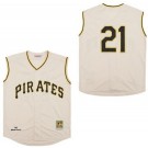 Men's Pittsburgh Pirates #21 Roberto Clemente Cream 1960 Throwback Jersey