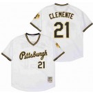Men's Pittsburgh Pirates #21 Roberto Clemente White Throwback Jersey