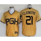 Men's Pittsburgh Pirates #21 Roberto Clemente Yellow 2023 City Connect Cool Base Jersey