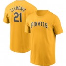 Men's Pittsburgh Pirates #21 Roberto Clemente Yellow Printed T Shirt 112530