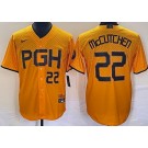Men's Pittsburgh Pirates #22 Andrew McCutchen Yellow 2023 City Connect Player Number Cool Base Jersey