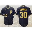 Men's Pittsburgh Pirates #30 Paul Skenes Black Player Numeb Team Logo Cool Base Jersey