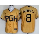 Men's Pittsburgh Pirates #8 Willie Stargell Yellow 2023 City Connect Cool Base Jersey
