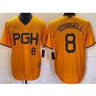 Men's Pittsburgh Pirates #8 Willie Stargell Yellow 2023 City Connect Player Number Cool Base Jersey