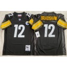Men's Pittsburgh Steelers #12 Terry Bradshaw Black 1982 Throwback Jersey