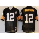 Men's Pittsburgh Steelers #12 Terry Bradshaw Black Throwback Jersey