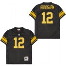 Men's Pittsburgh Steelers #12 Terry Bradshaw Black Yellow 1975 Throwback Jersey
