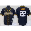 Men's Pittsburgh Steelers #22 Najee Harris Black Alternate Baseball Jersey