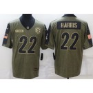 Men's Pittsburgh Steelers #22 Najee Harris Limited Olive 2021 Salute To Service Jersey