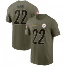Men's Pittsburgh Steelers #22 Najee Harris Olive 2022 Salute To Service T Shirt
