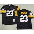 Men's Pittsburgh Steelers #23 Mike Wagner Black Throwback Jersey