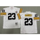 Men's Pittsburgh Steelers #23 Mike Wagner White Throwback Jersey