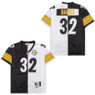 Men's Pittsburgh Steelers #32 Franco Harris Black White Split 1975 Throwback Jersey