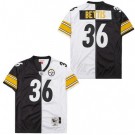 Men's Pittsburgh Steelers #36 Jerome Bettis Black White Split 2005 Throwback Jersey