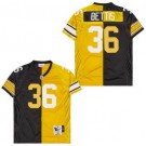 Men's Pittsburgh Steelers #36 Jerome Bettis Black Yellow Split Throwback Jersey