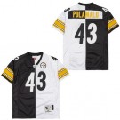 Men's Pittsburgh Steelers #43 Troy Polamalu Black White Split 2005 Throwback Jersey