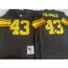 Men's Pittsburgh Steelers #43 Troy Polamalu Black Yellow 2008 Throwback Jersey
