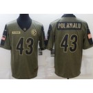 Men's Pittsburgh Steelers #43 Troy Polamalu Limited Olive 2021 Salute To Service Jersey