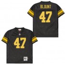 Men's Pittsburgh Steelers #47 Mel Blount Black Yellow 1975 Throwback Jersey