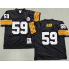 Men's Pittsburgh Steelers #59 Jack Ham Black 1975 Throwback Jersey