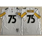 Men's Pittsburgh Steelers #75 Joe Greene White 1975 Throwback Jersey
