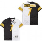Men's Pittsburgh Steelers #7 Ben Roethlisberger Black White Split 2005 Throwback Jersey