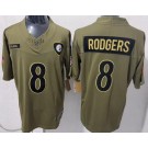 Men's Pittsburgh Steelers #8 Aaron Rodgers Limited Green 2025 Salute To Service Jersey