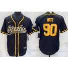 Men's Pittsburgh Steelers #90 TJ Watt Black Rush Baseball Jersey