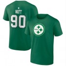 Men's Pittsburgh Steelers #90 TJ Watt Green St Patrick's Day Icon T-Shirt