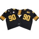 Men's Pittsburgh Steelers #90 TJ Watt Limited Black Throwback FUSE Vapor Jersey