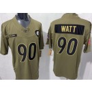Men's Pittsburgh Steelers #90 TJ Watt Limited Green 2025 Salute To Service Jersey