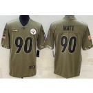 Men's Pittsburgh Steelers #90 TJ Watt Limited Olive 2022 Salute To Service Jersey