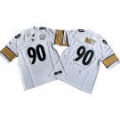 Men's Pittsburgh Steelers #90 TJ Watt Limited White FUSE Vapor Jersey