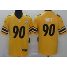 Men's Pittsburgh Steelers #90 TJ Watt Limited Yellow Inverted Vapor Untouchable Jersey