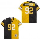 Men's Pittsburgh Steelers #92 James Harrison Black Yellow Split Throwback Jersey