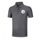 Men's Pittsburgh Steelers Anthracite Collection Striped Performance Pique Polo