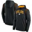 Men's Pittsburgh Steelers Black Sideline Athletic Stack Performance Pullover Hoodie