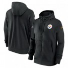 Men's Pittsburgh Steelers Black Sideline Club Performance Full Zip Hoodie