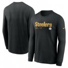 Men's Pittsburgh Steelers Black Sideline Infograph Lock Up Performance Long Sleeve T Shirt