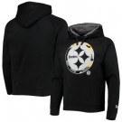 Men's Pittsburgh Steelers Black Training Collection Raglan Pullover Hoodie