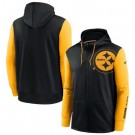 Men's Pittsburgh Steelers Black Yellow Fan Gear Mascot Performance Full Zip Hoodie