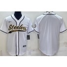 Men's Pittsburgh Steelers Blank White Baseball Jersey