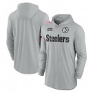 Men's Pittsburgh Steelers Gray 2024 Salute to Service Lightweight Performance Long Sleeve Hooded T Shirt