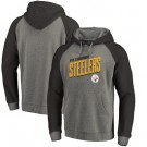 Men's Pittsburgh Steelers Gray Slant Strike Tri Blend Raglan Pullover Hoodie