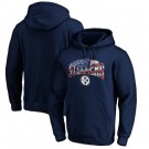 Men's Pittsburgh Steelers Navy Banner Wave Printed Pullover Hoodie 0802
