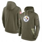 Men's Pittsburgh Steelers Olive 2022 Salute to Service Therma Performance Pullover Hoodie