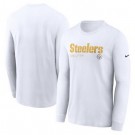 Men's Pittsburgh Steelers White Sideline Infograph Lock Up Performance Long Sleeve T Shirt