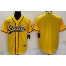 Men's Pittsburgh Steelers Yellow Baseball Jersey