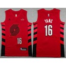 Men's Portland Trail Blazers #16 Yang Hansen Red Statement Sponsor Swingman Jersey