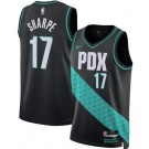 Men's Portland Trail Blazers #17 Shaedon Sharpe Black 2025 City Heat Press Jersey